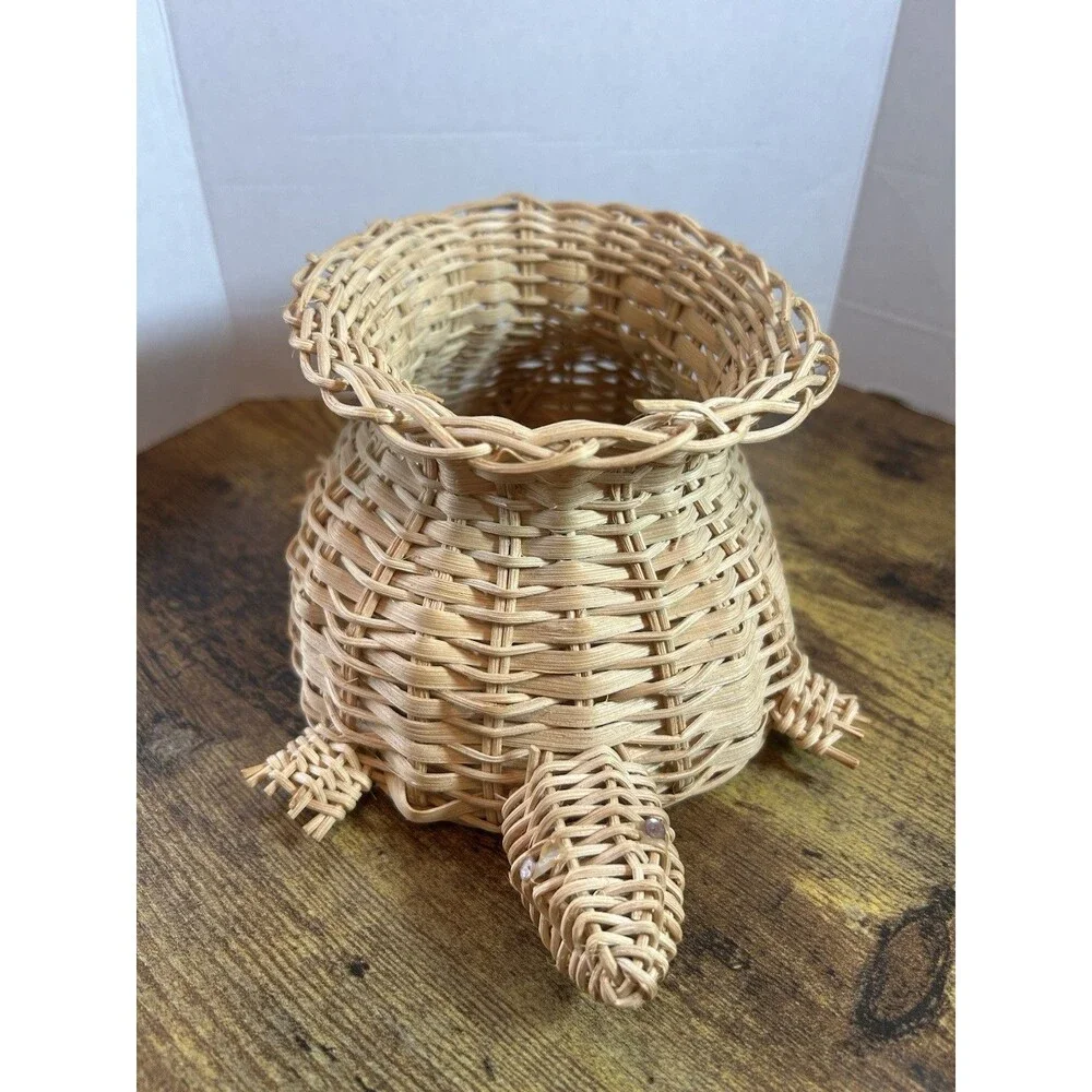 Vintage Turtle Shaped Basket Lightweight Decorative Storage Bowl 10” Long